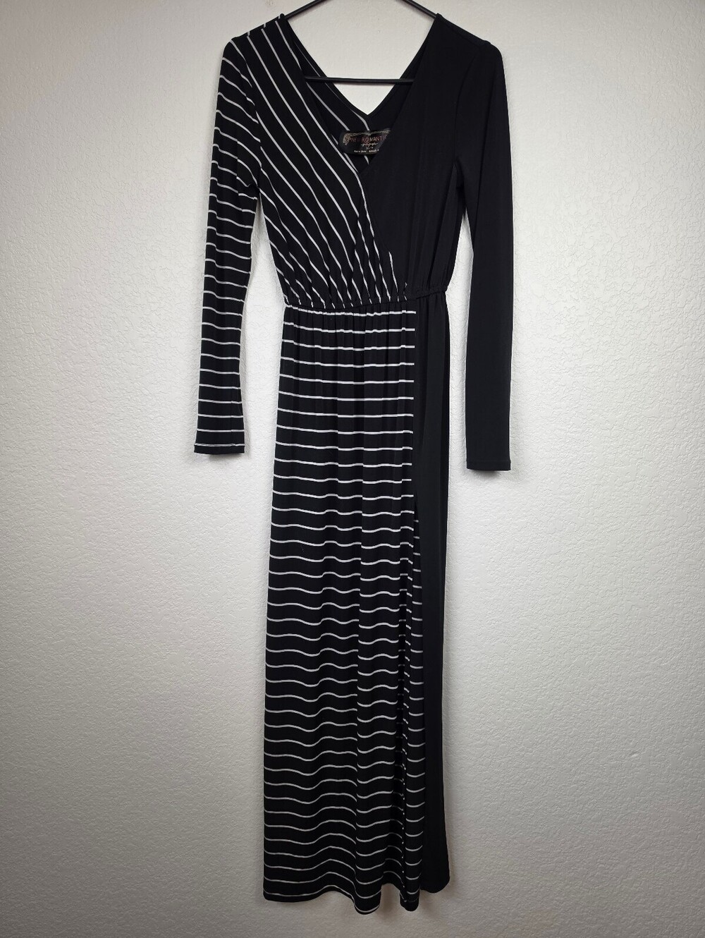 Free People New Romantics Black White Striped Maxi Dress XS